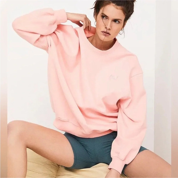 NWT For Love & Lemons Alex Peach Pullover Sweatshirt M Winter Pink Floral - Picture 2 of 4